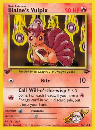 Carta Blaine's Vulpix