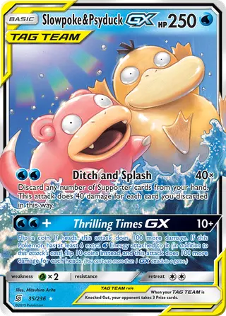 Carta Slowpoke e Psyduck GX