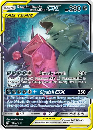 Carta Mega Sableye e Tyranitar GX