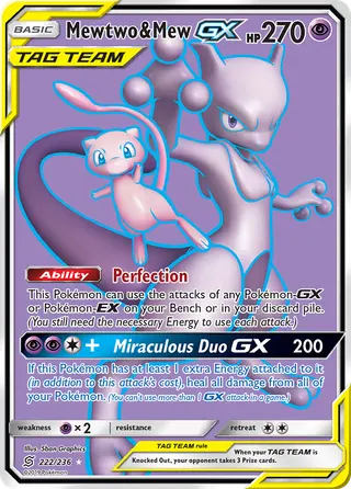 Carta Mewtwo e Mew GX