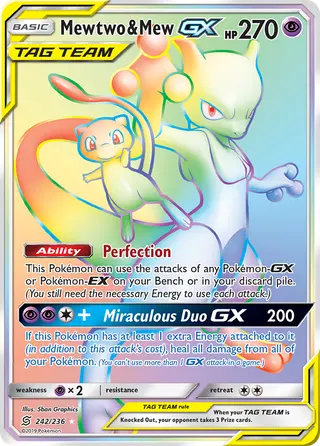 Carta Mewtwo e Mew GX