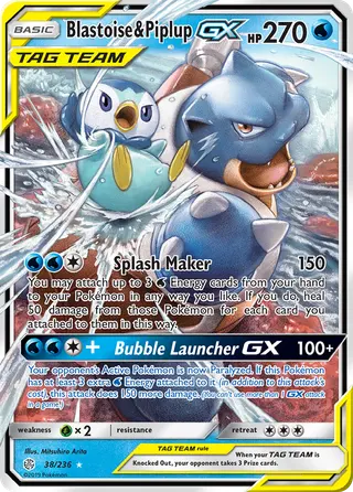 Carta Blastoise e Piplup GX