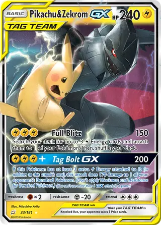 Carta Pikachu e Zekrom GX
