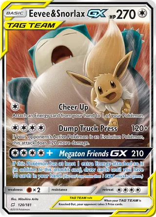 Carta Eevee e Snorlax GX