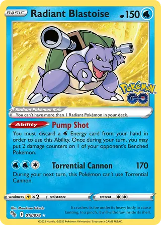 Carta Blastoise Radiante