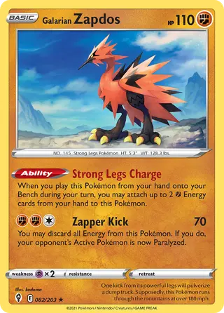 Carta Zapdos de Galar